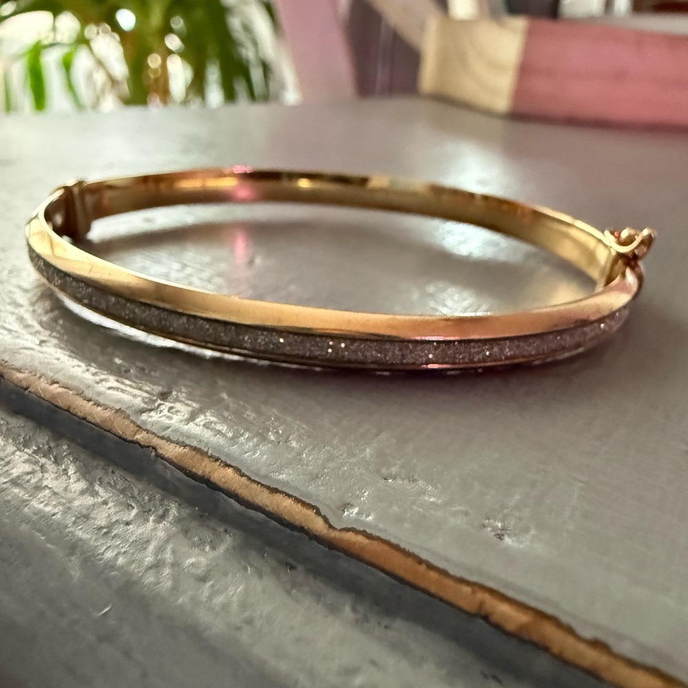 Milor 925 Sterling Silver Vermeil Sparkle Bangle Bracelet